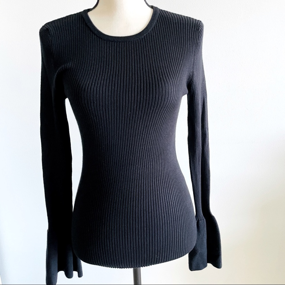 Catherine Malandrino Black Sweater Ruffle Wrist M